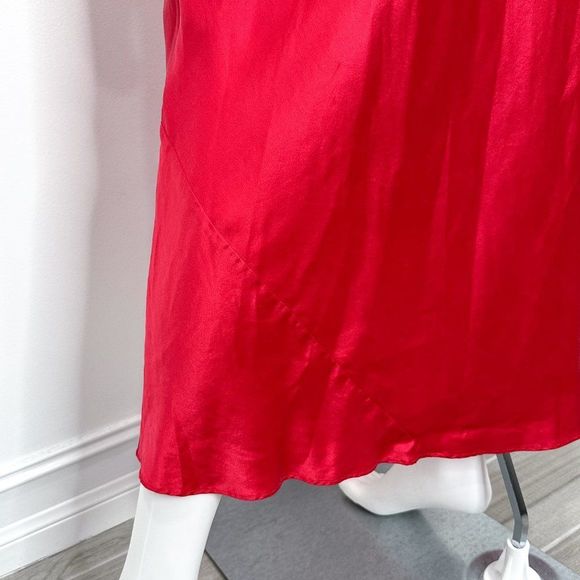 Victoria’s Secret Vintage Y2K Silk Slip Dress Maxi Mesh Detail in Red Women's - Picture 15 of 16
